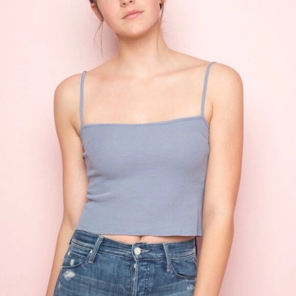 Brandy Melville Blue Faye Tank Top Cropped